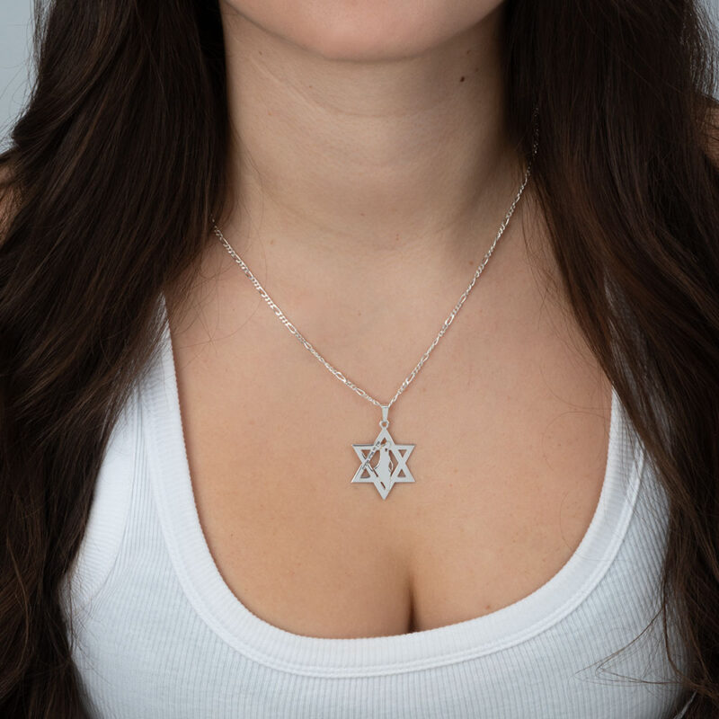 Star of David and Israel Map Necklace