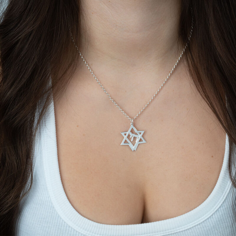Two Parts Star of David and Chai Necklace