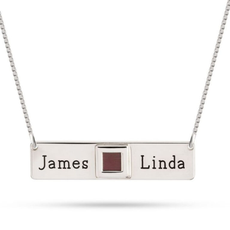 Personalized Nano Bible Bar Necklace — Engraved Hebrew Pendant