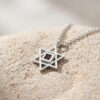 Silver Star of David Nano Bible necklace on a sandy stone surface