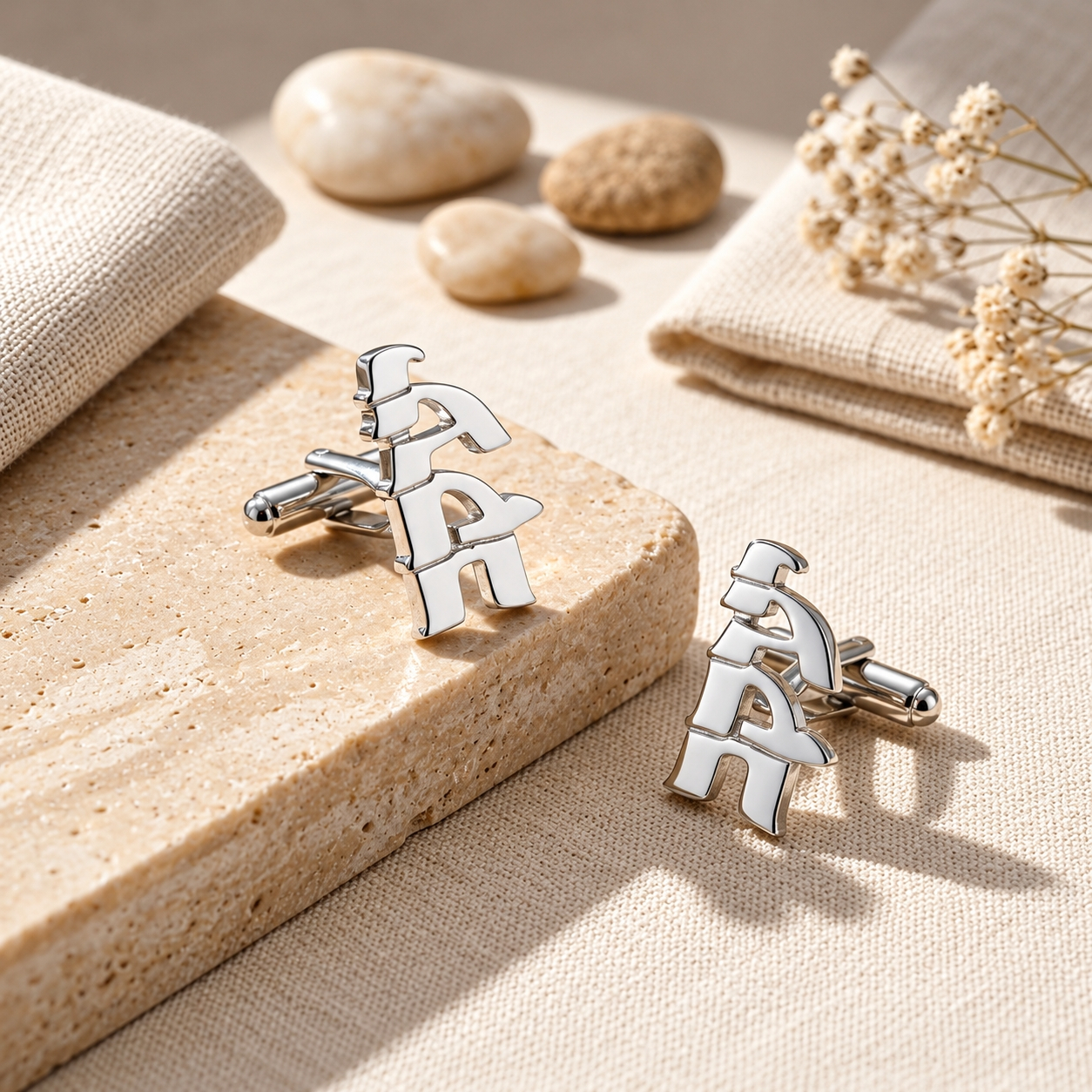Custom Hebrew Name Cufflinks Sterling Silver, Cutout Letters with Toggle Clip, 22mm Custom Hebrew Name Cufflinks Sterling Silver, Cutout Letters with Toggle Clip, 22mm