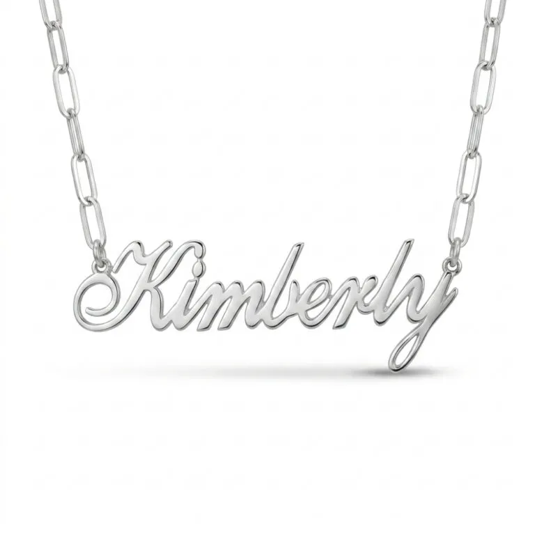 Custom Name Necklace on Paperclip Chain — Personalized Pendant