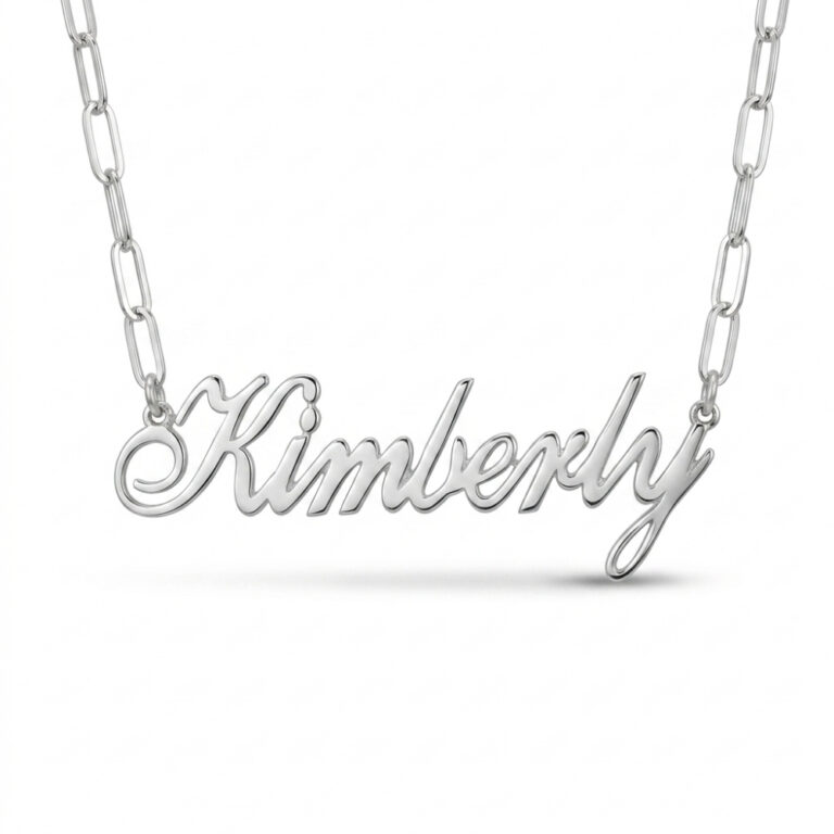 Custom Name Necklace on Paperclip Chain — Personalized Pendant