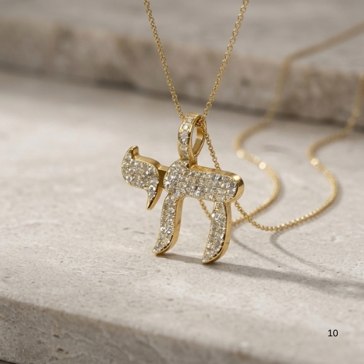 14K Gold Diamond Chai Necklace, 1 Carat Pavé Hebrew Pendant, Bar Mitzvah Gift 14K Gold Diamond Chai Necklace, 1 Carat Pavé Hebrew Pendant, Bar Mitzvah Gift