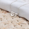 925 sterling silver Hebrew name necklace with heart on linen and stone
