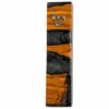 Style 8 handmade olive wood mezuzah case with gray epoxy and silver Shin, front view on white background
