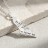 Sterling silver Israel map pendant with a Star of David cutout on light stone