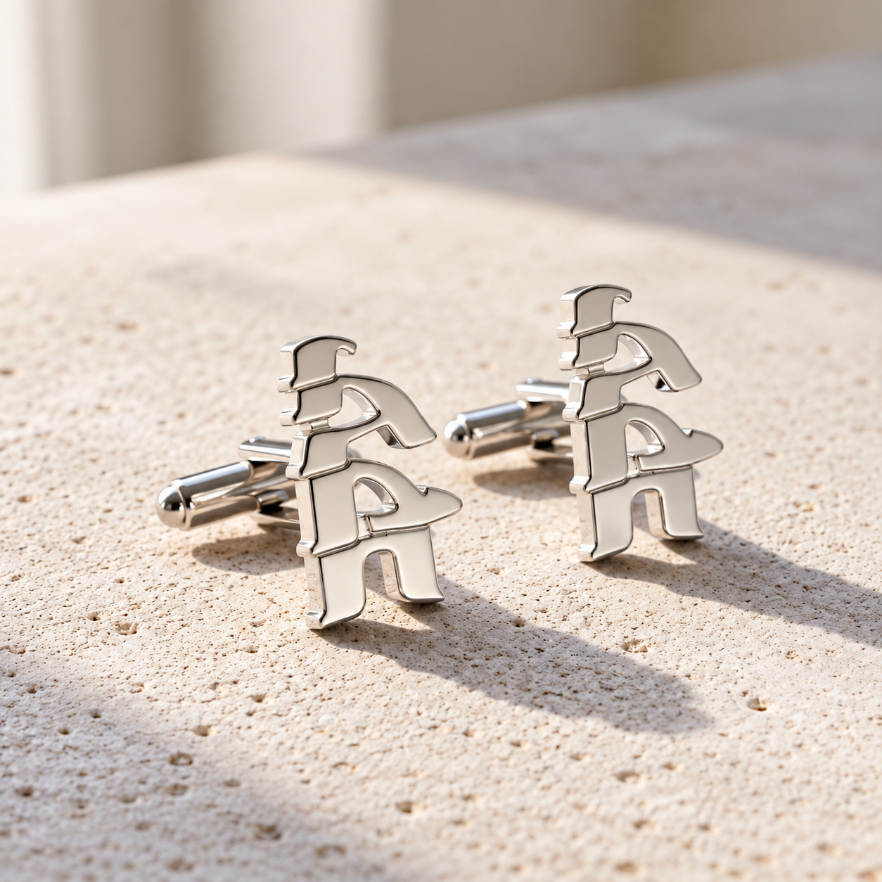 Custom Hebrew Name Cufflinks Sterling Silver, Cutout Letters with Toggle Clip, 22mm Custom Hebrew Name Cufflinks Sterling Silver, Cutout Letters with Toggle Clip, 22mm