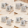 Several pairs of engraved cufflinks with Hebrew verses and the Jerusalem emblem on natural stone
