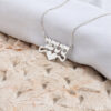 925 sterling silver Hebrew name necklace with heart on white linen