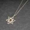 Silver Star of David Nano Bible pendant on a dark slate background