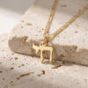 24K gold plated Chai necklace on travertine stone, small Hebrew Chai pendant for everyday wear
