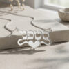 925 sterling silver Hebrew name necklace with heart with chain on stone