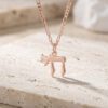 Rose gold plated Chai necklace on travertine stone, small Hebrew life symbol pendant