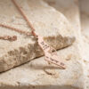 Rose gold plated Am Yisrael Chai Israel map necklace on natural stone