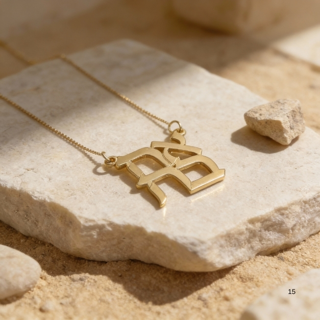 Stacked Ahava Necklace, Hebrew Love Pendant in Sterling Silver, Gold or Rose Plated Stacked Ahava Necklace, Hebrew Love Pendant in Sterling Silver, Gold or Rose Plated
