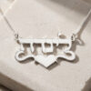 925 sterling silver Hebrew name necklace with heart on light stone