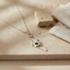 925 sterling silver Israel map necklace with Nano Bible on linen with stone