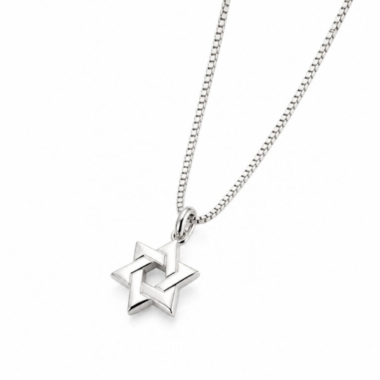 Tiny Star of David necklace in 925 sterling silver on a box chain, petite Magen David pendant