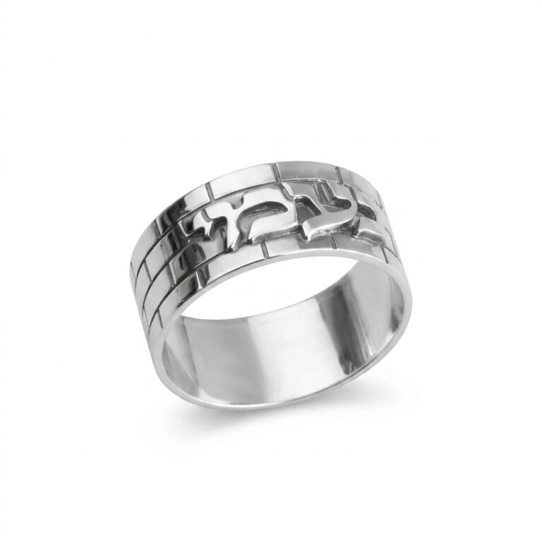 Personalized Hebrew Name Ring, Sterling Silver Jerusalem Wall Band Personalized Hebrew Name Ring, Sterling Silver Jerusalem Wall Band