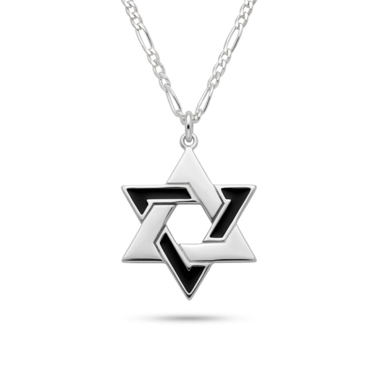 Sterling Silver Star of David Necklace — Men's Jewish Jewelry, Handmade in Israel