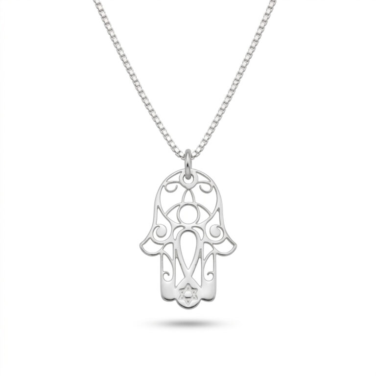 Hamsa Star of David Necklace — Sterling Silver Jewish Amulet