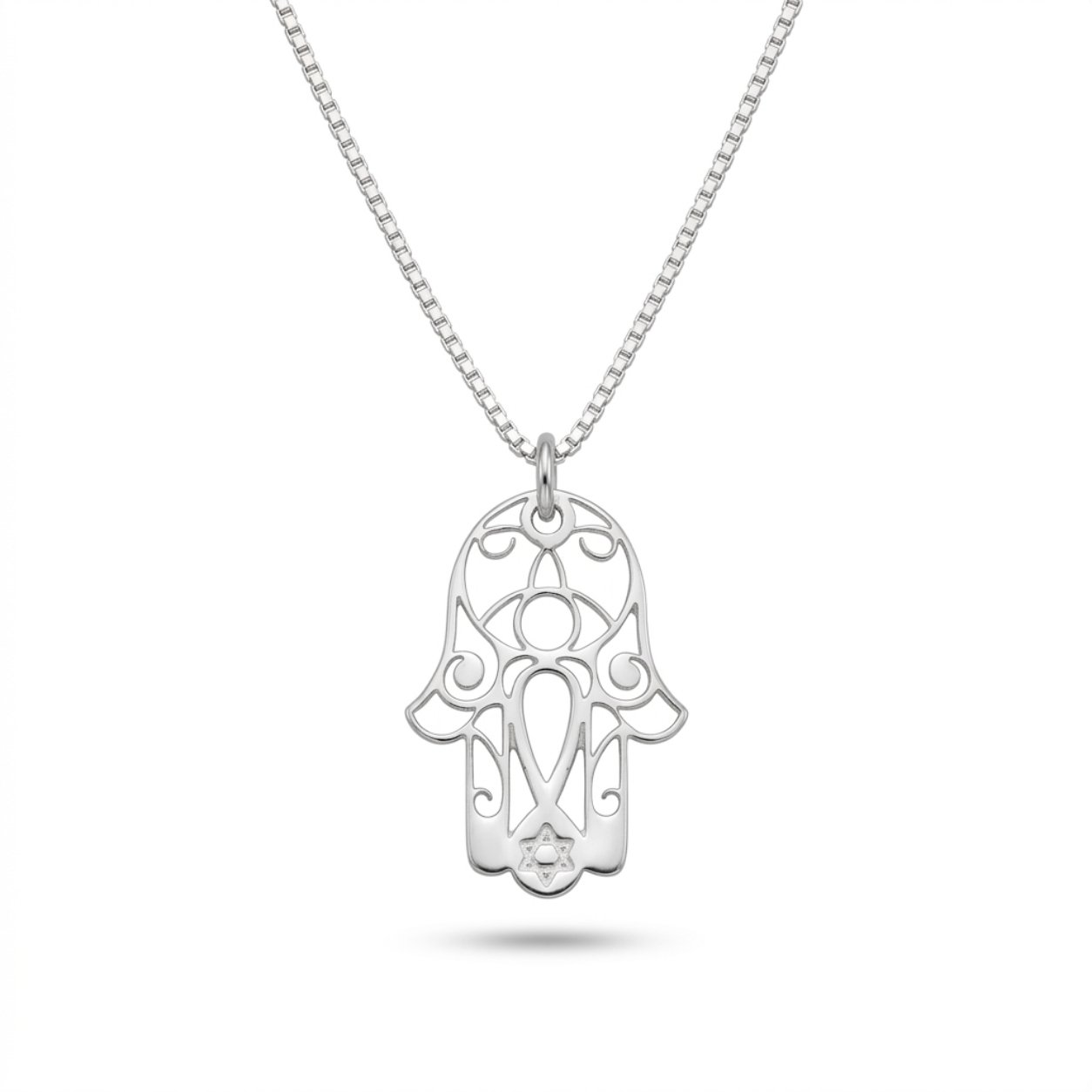 Hamsa Star of David Necklace — Sterling Silver Jewish Amulet Hamsa Star of David Necklace — Sterling Silver Jewish Amulet