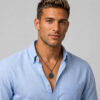 Man wearing a black stainless steel compass necklace