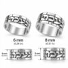 Size chart of the Jerusalem Wall Hebrew name ring showing the 6 mm (0.24 in) and 8 mm (0.31 in) band widths