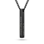 Personalized Black Stainless Steel Bar Necklace — Custom Engraved Men's Jewelry