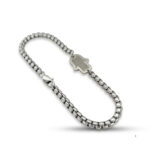 Blackened Silver Hamsa Bracelet — Stainless Steel Chain, Mens Judaica from Israel
