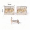 Sterling silver Kotel name cufflinks with dimensions 20 mm wide and 15 mm high, shown with the bullet back closure