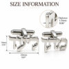 Size chart for the Hebrew name cufflinks: 22 mm wide, 14 mm high and 1.5 mm thick cutout letters