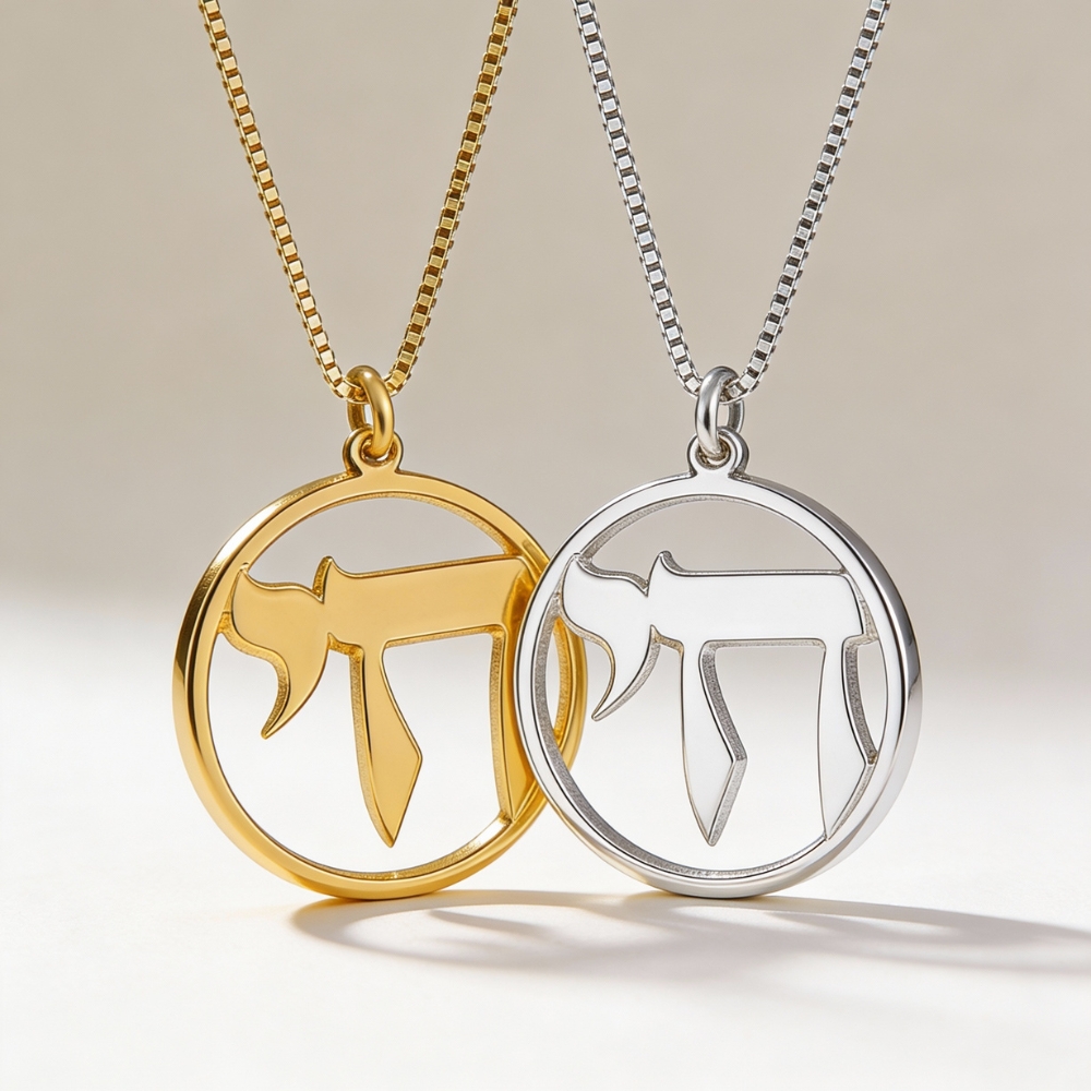 14K Gold Chai Pendant Necklace — Solid Gold Hebrew Symbol of Life Judaica 14K Gold Chai Pendant Necklace — Solid Gold Hebrew Symbol of Life Judaica