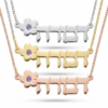 Sterling silver, 24K gold plated and rose gold plated Hebrew name necklace with birthstone flower necklaces side by side