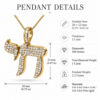 14K yellow gold pavé diamond Chai necklace details: pendant size, thickness, about 1 carat of pavé diamonds and weight