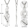 Israel map pendant dimensions: 15 mm wide, 43 mm high and 0.7 mm thick, with close-ups of the Magen David and Am Yisrael Chai details