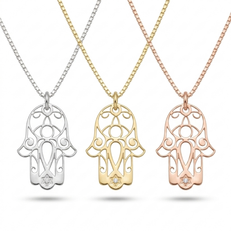 Hamsa Star of David Necklace — Sterling Silver Jewish Amulet Hamsa Star of David Necklace — Sterling Silver Jewish Amulet