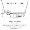 925 sterling silver Hebrew name necklace with birthstone flower pendant size guide: about 14 x 40 mm, 1.2 mm thick, chain options 14, 22 inch