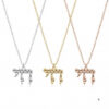 Sterling silver, 24K gold plated and rose gold plated dainty Chai necklace with Western Wall brick texture necklaces side by side