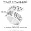 Woman of Valor ring info: band width, available in 925 sterling silver, 24K gold plated and rose gold plated, engraved with Eshet Chayil in Hebrew