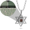Star of David pendant with magnified view of the Nano Bible chip