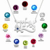 Birthstone zircon color chart for the Hebrew name necklace with Star of David, with a stone for each month of the year