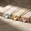 Sterling silver, 24K gold plated and rose gold plated Hebrew name necklace with heart necklaces on stone