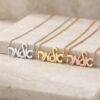 Sterling silver, 24K gold plated and rose gold plated custom Hebrew script name necklace necklaces on stone