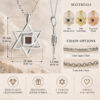 Size chart for the Star of David Nano Bible pendant with materials and chain options