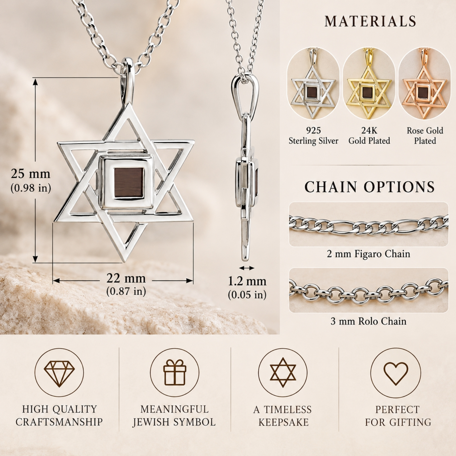 Star of David Nano Bible Necklace, Israeli Judaica Pendant Star of David Nano Bible Necklace, Israeli Judaica Pendant