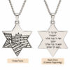 Sterling silver Star of David pendant shown front with Kotel engraving and back with a personal engraving example