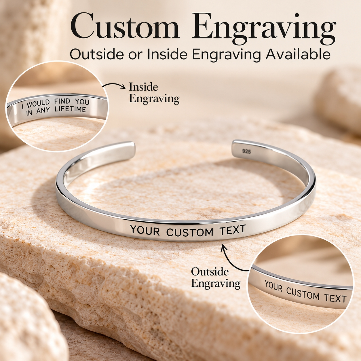 Engraved Cuff Bracelet with Hidden Message, Thoughtful Gift for Her Engraved Cuff Bracelet with Hidden Message, Thoughtful Gift for Her