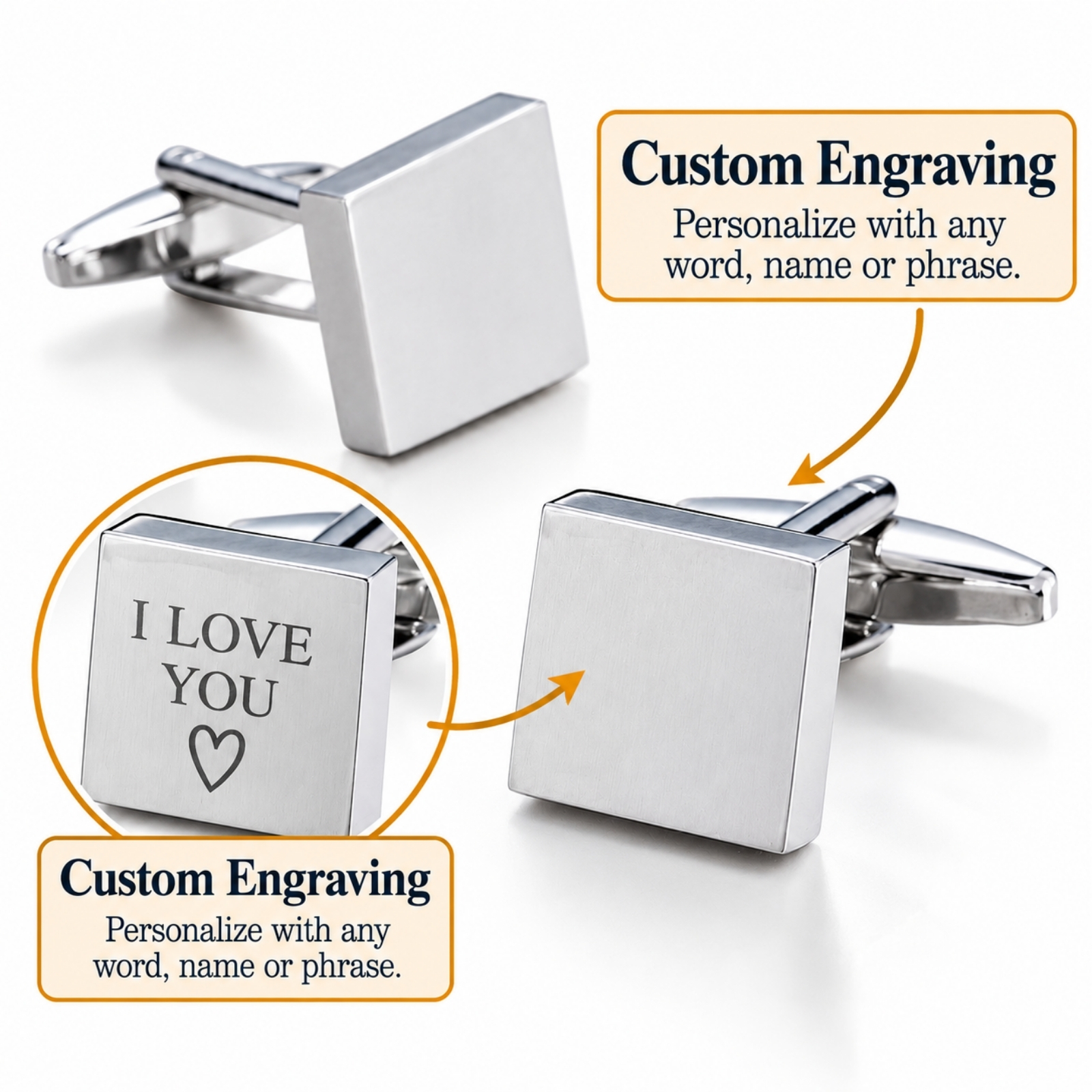 Engraved Cufflinks Sterling Silver, Custom Hebrew or English Text, Square 15mm, Jerusalem Emblem Engraved Cufflinks Sterling Silver, Custom Hebrew or English Text, Square 15mm, Jerusalem Emblem